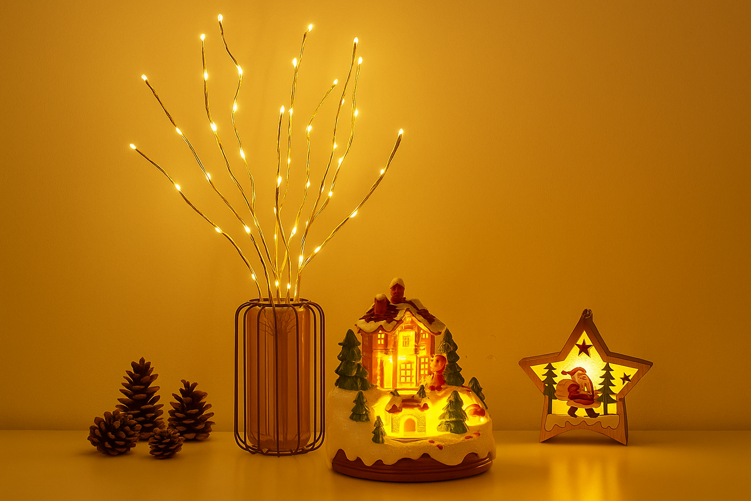 Leuchtende Holz Weihnachtsdeko LED - Teil unserer Weihnachtsdeko Kollektion, bietet warmes Licht und festliche Atmosphäre in 6 Varianten.