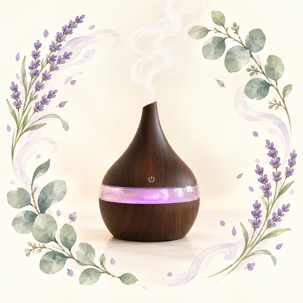 Aroma Diffuser in Holzoptik mit Duftdampf