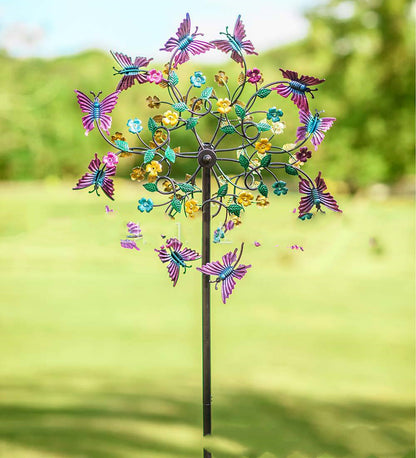 Schmetterling Windrad Metall – Drehendes Windspiel aus Schmiedeeisen für Garten