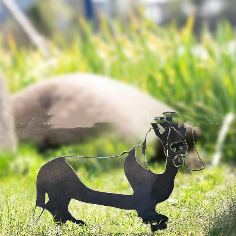 Hund Gartenstecker Metall Buggy Hound Silhouette Gartendeko
