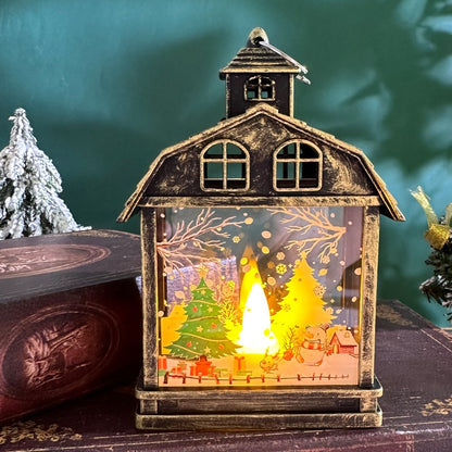 Zauberhafte Weihnachts-Laterne mit LED-Beleuchtung, zeigt warmes Licht in einem schönen Wohnzimmerambiente.