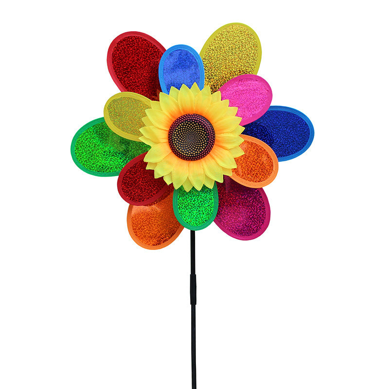 Windrad Sonnenblume Pailletten – Buntes Windspiel dreht sich im Wind