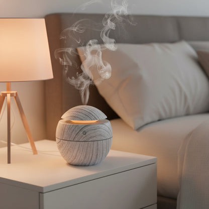 Mini Aroma Diffuser Holz mit einem Zeitgeber für eine automatische Abschaltung nach 2-8 Stunden.