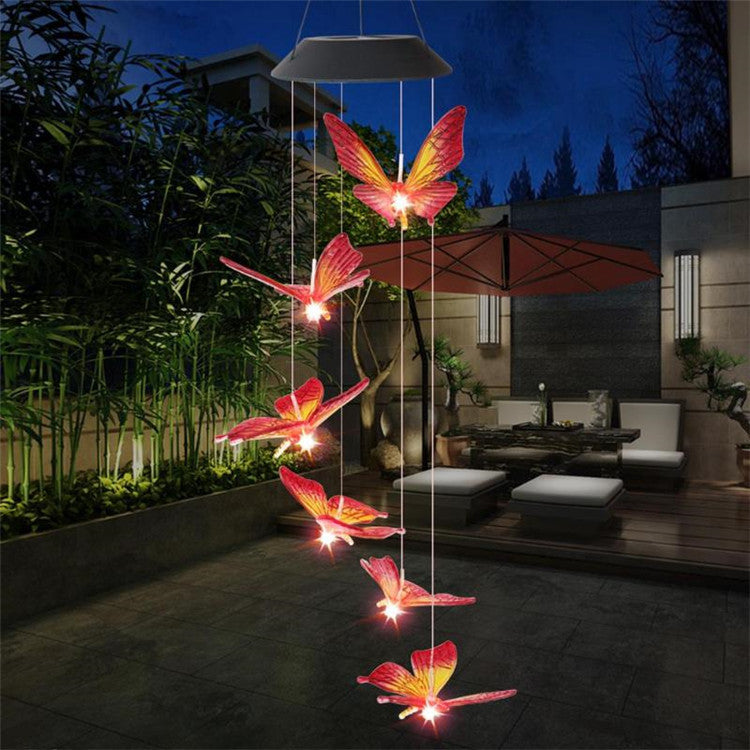 Solar Windspiel Schmetterling Detailansicht – wetterfeste Haengedeko