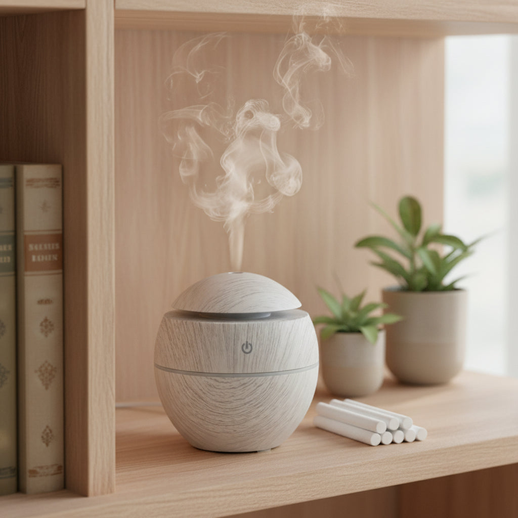 Mini Aroma Diffuser Holz – ideal für Yoga und Meditation zu Hause.