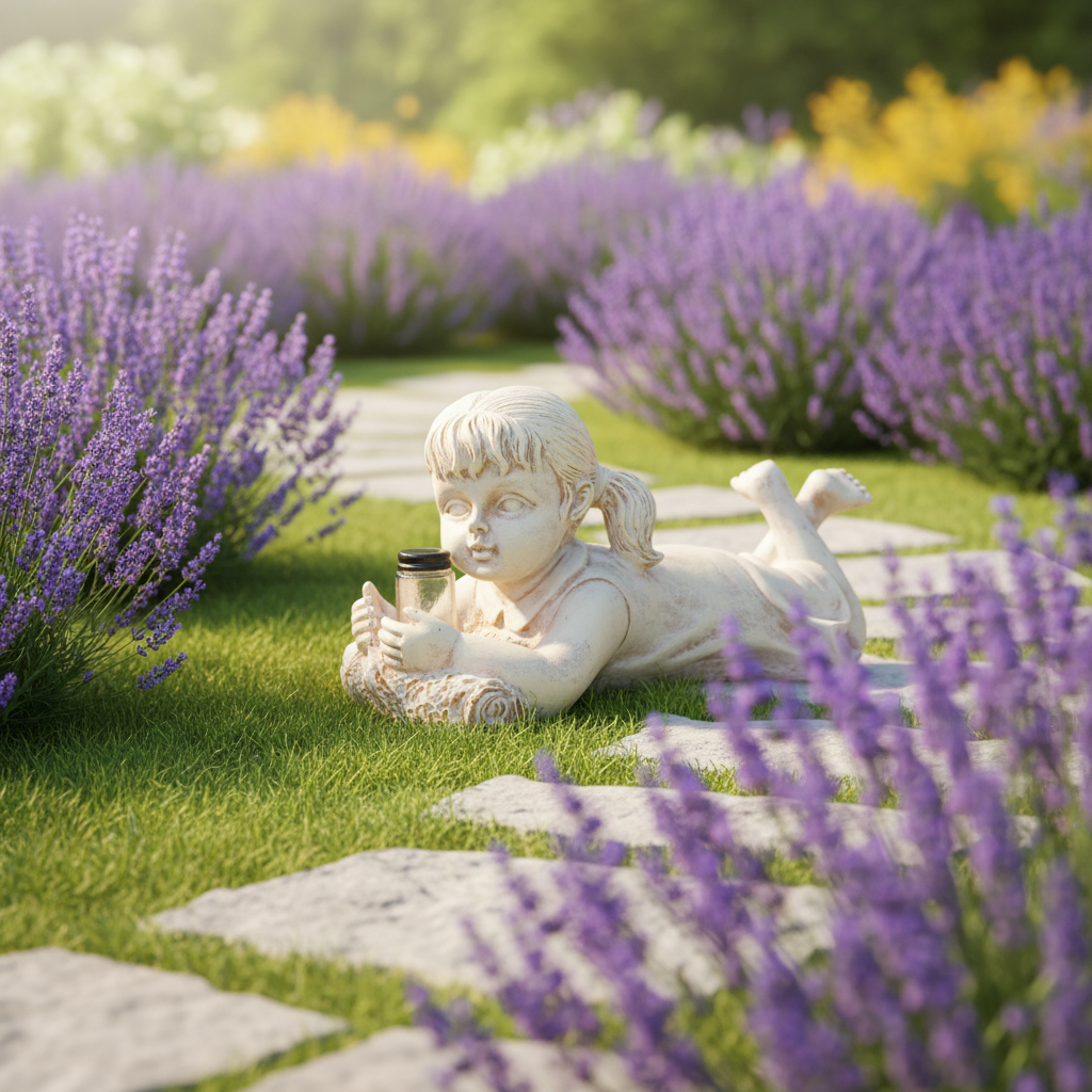 Solar Harz Figur Kind Glühwürmchen – Geschenkidee für Gartenliebhaber und Kinder