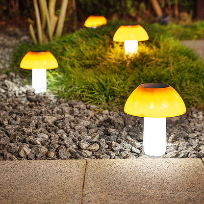 Solar Pilzleuchten Garten in klarem Weiss mit Erdspiess für Rasen Beet und Gartenweg