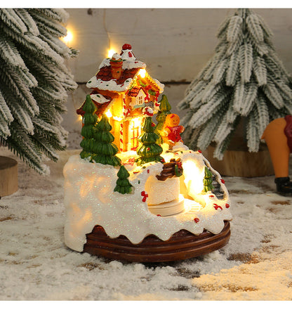 Leuchtendes Weihnachts-Haus aus Resin mit Musik, perfekt als Weihnachtsdeko oder Geschenkidee.