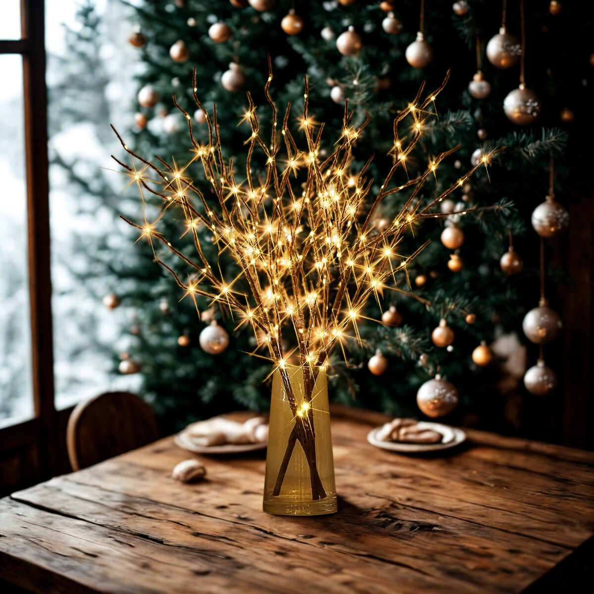 LED Deko-Zweige mit 50 Lichtern als elegante Wohnzimmerdeko
