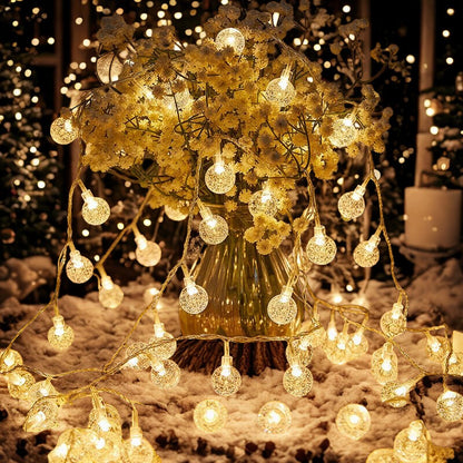 LED Kristall-Lichterkette mit funkelnden Eiskristall-Kugeln USB-betrieben