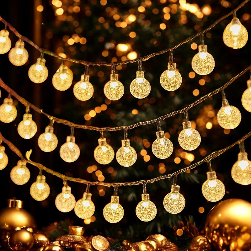 Leuchtende Kristall-Lichterkette mit warmweissem LED-Licht für Innen und Aussen
