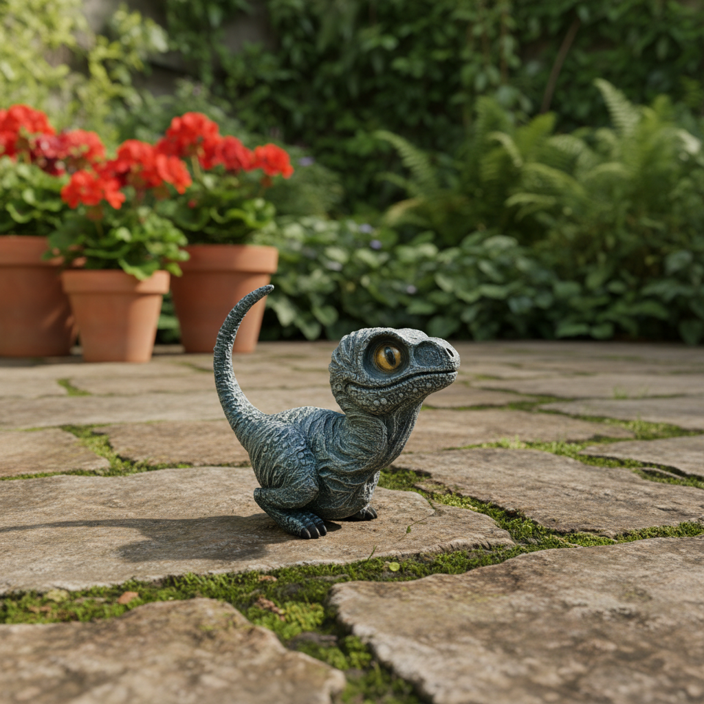 Velociraptor Statue aus Harz – Nahaufnahme handbemalte Schuppen und Krallen