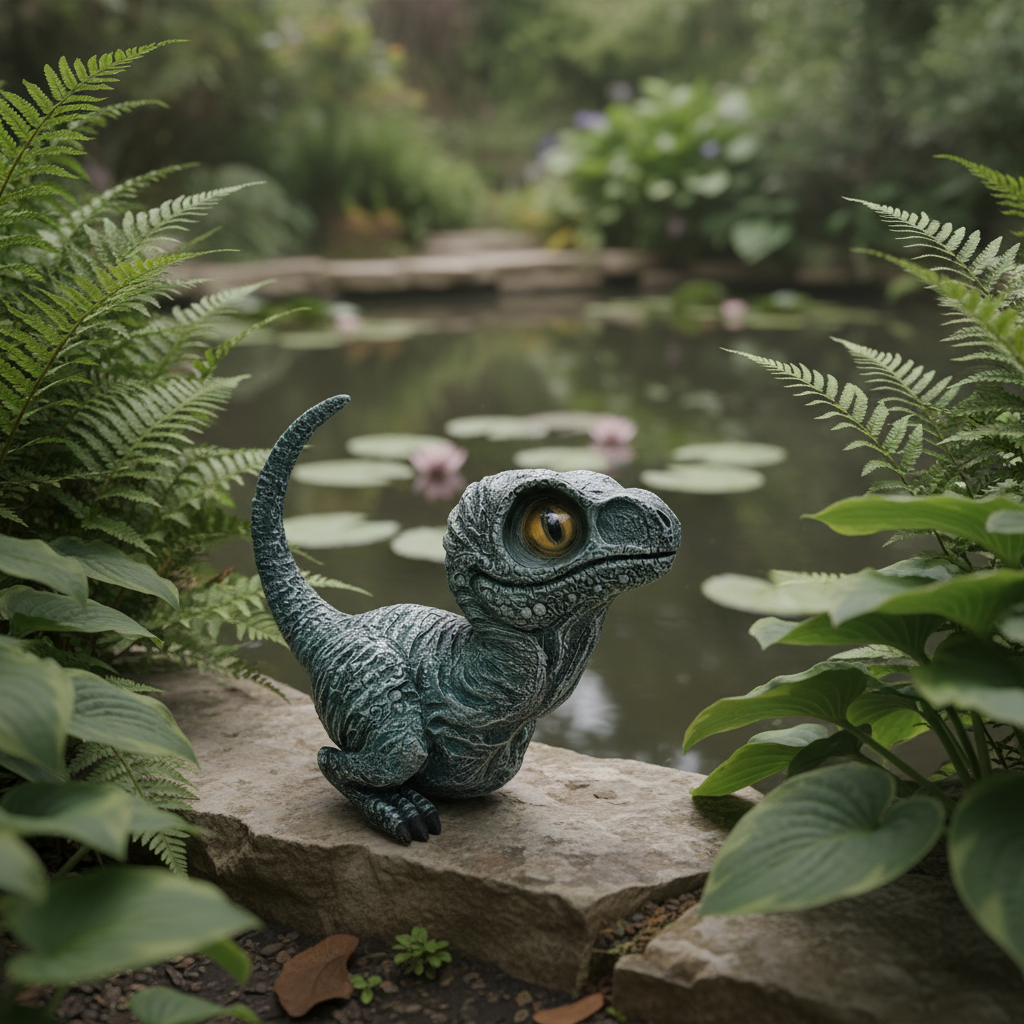 Dinosaurier Gartenfigur – Velociraptor Statue aus Harz
