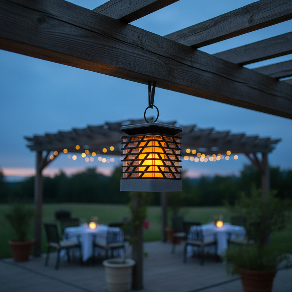 Solar Kerze für Pergola oder Balkon mit automatischem Dämmerungssensor und 12h Leuchtdauer