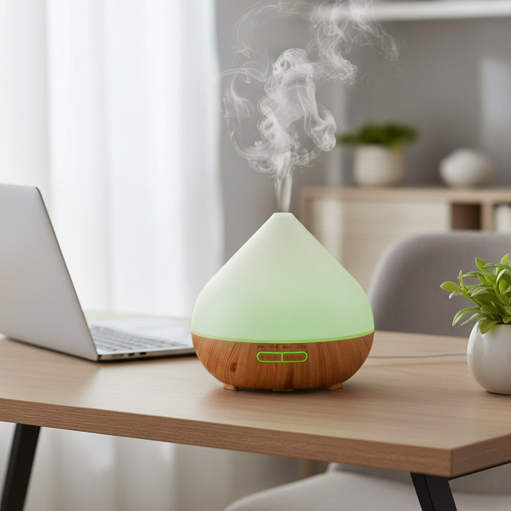 Aroma Diffuser 400ml LED bietet sanfte LED-Beleuchtung in 7 Farben, ideal für Meditation und Entspannung.