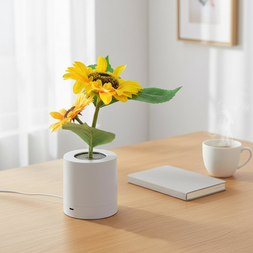 Sonnenblumen LED Tischlampe 1 Blume – warmweisses Nachtlicht Schlafzimmer