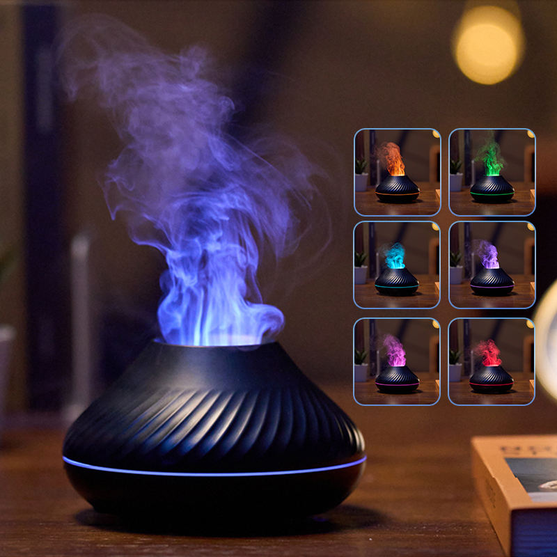 3D Flammen Aroma Diffuser mit RGB LED Licht - elegantes Wellness-Gerät für stilvolle Wohnzimmer und Schlafzimmer.