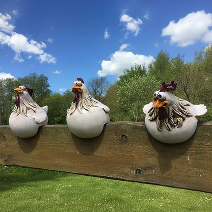 Hühnerfigur Gartendeko Design B – Dekorative Gartenfigur Huhn Kunstharz