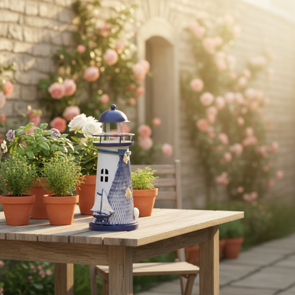 Leuchtturm Gartenfigur – Mediterrane Deko für Garten & Terrasse