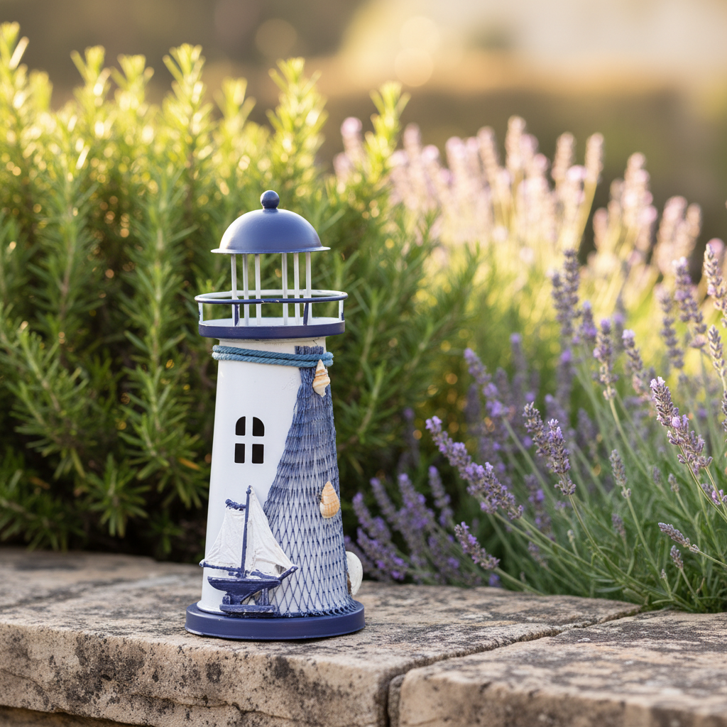 Leuchtturm Gartenfigur – Mediterrane Deko für Garten & Terrasse