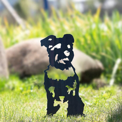 Hund Gartenstecker Metall Schnauzer Silhouette Gartendeko