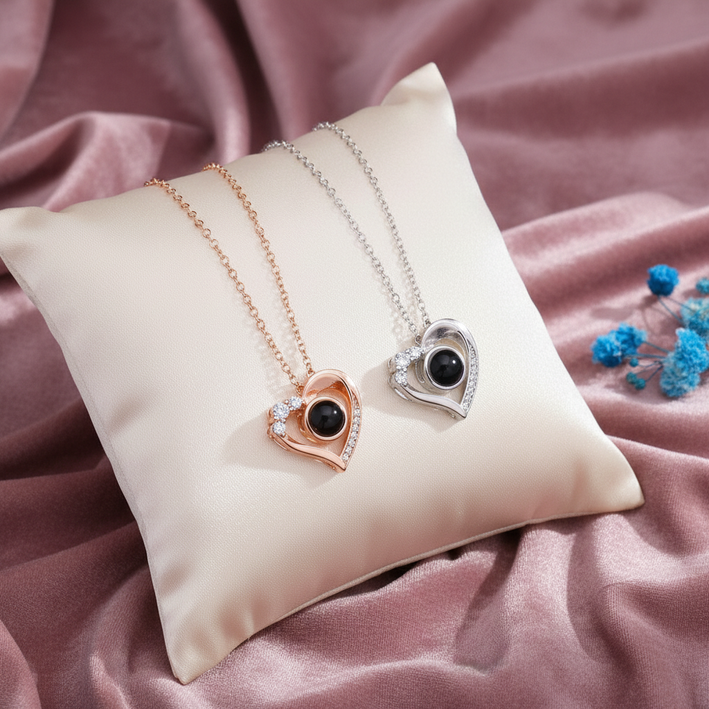 Verleihen Sie Ihren Gefühlen Ausdruck mit der Projektionshalskette 100 Sprachen Damen Silber Roségold, dem perfekten Geschenk und Schmuck für den Muttertag.