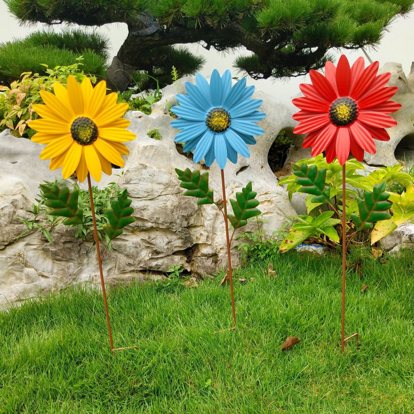 lumoraX Gartenstecker Schmiedeeisen Blumentopf Halter Metall Outdoor Gartendeko Blumen Stecker – CJYD225149601AZ