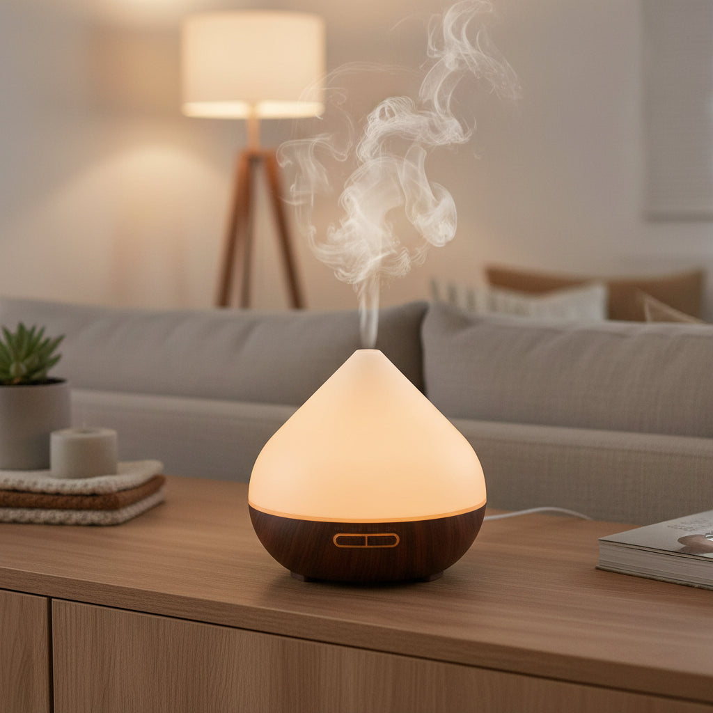 Aroma Diffuser 400ml LED mit Ultraschall-Technologie für leisen und energiesparenden Betrieb, inklusive Fernbedienung.