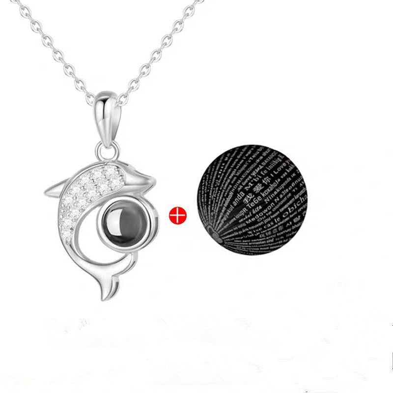 Elegante Delfin Halskette Ich Liebe Dich in Silber und Gold, wunderschöne Botschaft der Liebe, geeignet für Muttertag.