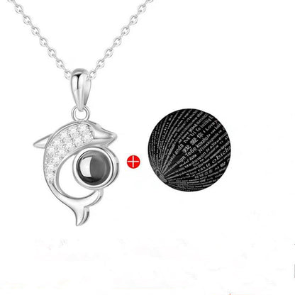 Elegante Delfin Halskette Ich Liebe Dich in Silber und Gold, wunderschöne Botschaft der Liebe, geeignet für Muttertag.