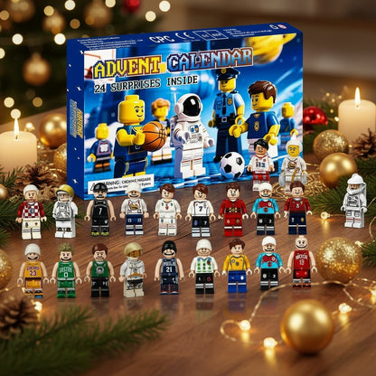 Adventskalender 2025 mit Berufen und Figuren: Überraschungsfiguren von Astronaut, Sportler und mehr, ideal für kreative Kinder.