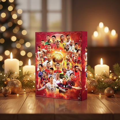 Detailansicht Champions League Adventskalender Figuren in Trikots mit Bällen