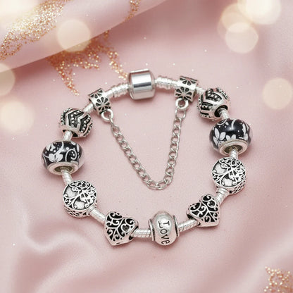 Charm Armband Vintage Schwarz-Weiss - lumoraX
