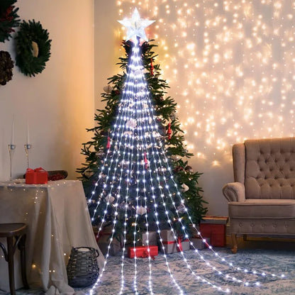 LED Wasserfall-Lichterkette 198 LEDs Warmweiß für Weihnachtsbaum – lumoraX