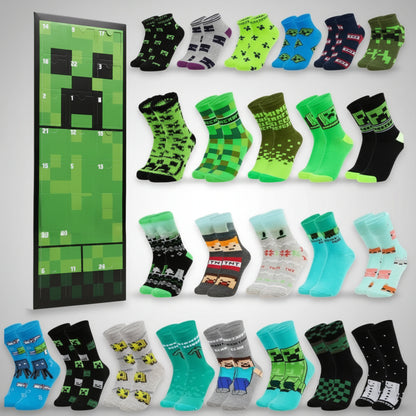 Täglich ein paar Minecraft Socken mit dem  Minecraft Adventskalender 2025 für Kinder und Teenager.
