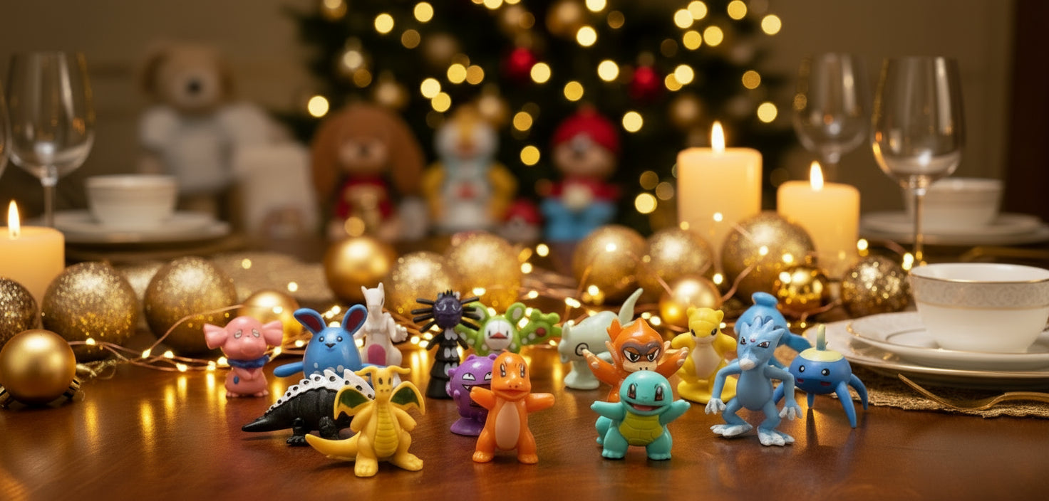 Pokémon Mini-Figuren aus dem Pokémon Adventskalender 2025 – liebevoll gestaltete Sammelfiguren mit Glumanda, Schiggy, Pikachu.