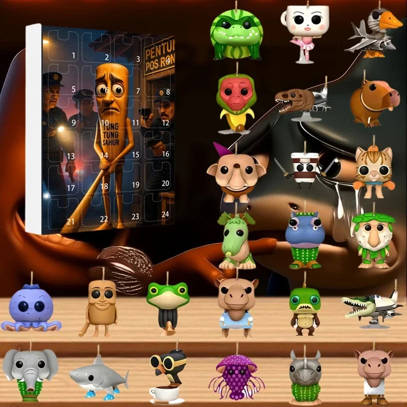 Tung Tung Tung Sahur Adventskalender 2025 mit 24 ikonischen Brainrot Schlüsselanhänger