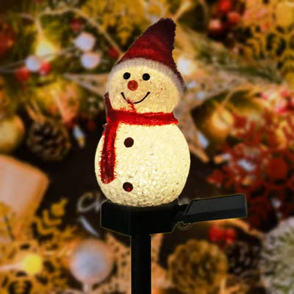 Wetterfeste LED Solar Schneemann Gartenleuchte - automatisches Licht für eine gemütliche Weihnachtsatmosphäre.