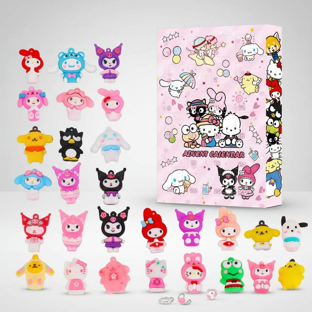 Hello Kitty, Kuromi und ihren Freunden in einem wunderschönen Adventskalender.