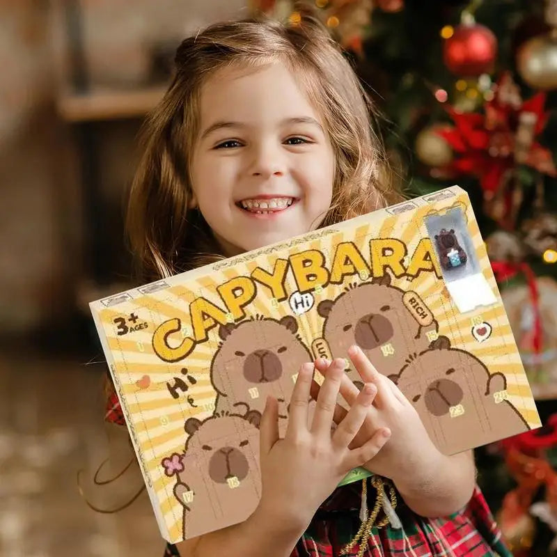 Capybara Adventskalender Box mit festlichem Weihnachtsmotiv 2025