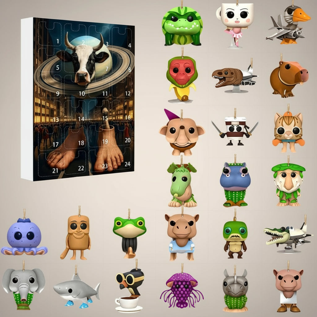 La Vacca Saturno Saturnita Adventskalender 2025 mit 24 witzigen Brainrot Schlüsselanhänger