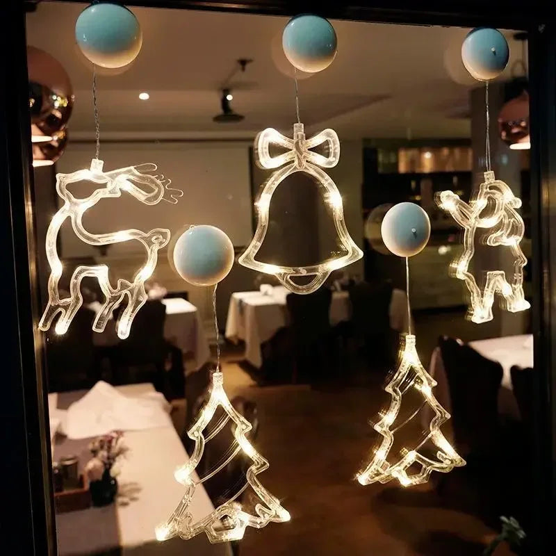 Warmweisse LED Weihnachtslichterkette mit Glocken-Motiv für Fensterdeko