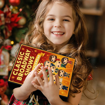 Zusammenstellung der 24 Türchen des Klassischen Broadway Shows Adventskalenders 2025, bereit für die Adventszeit.