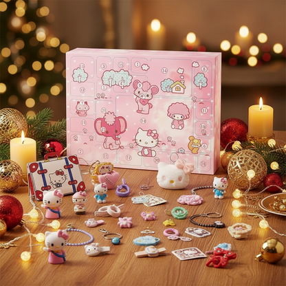 Adventskalender Kuromi, Hello Kitty, My Melody & Cinnamoroll - Edle Verpackung in Geschenkschachtel, ideal für Weihnachtsgeschenke.