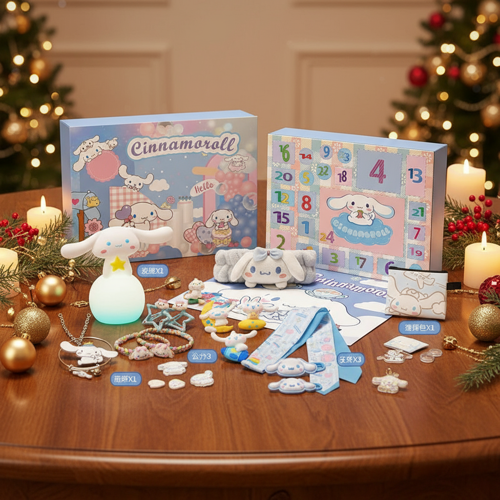 Adventskalender Kuromi, Hello Kitty, My Melody & Cinnamoroll - 24 spannende Überraschungen, um die Vorfreude auf Weihnachten zu steigern.