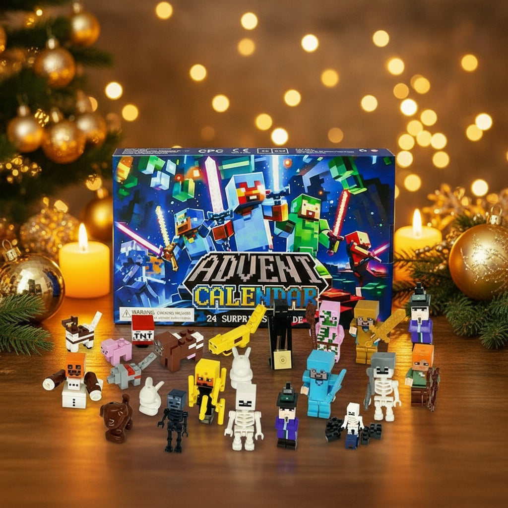 Minecraft Adventskalender Box mit allen 24 Figuren Skeletten Creeper und Zubehör