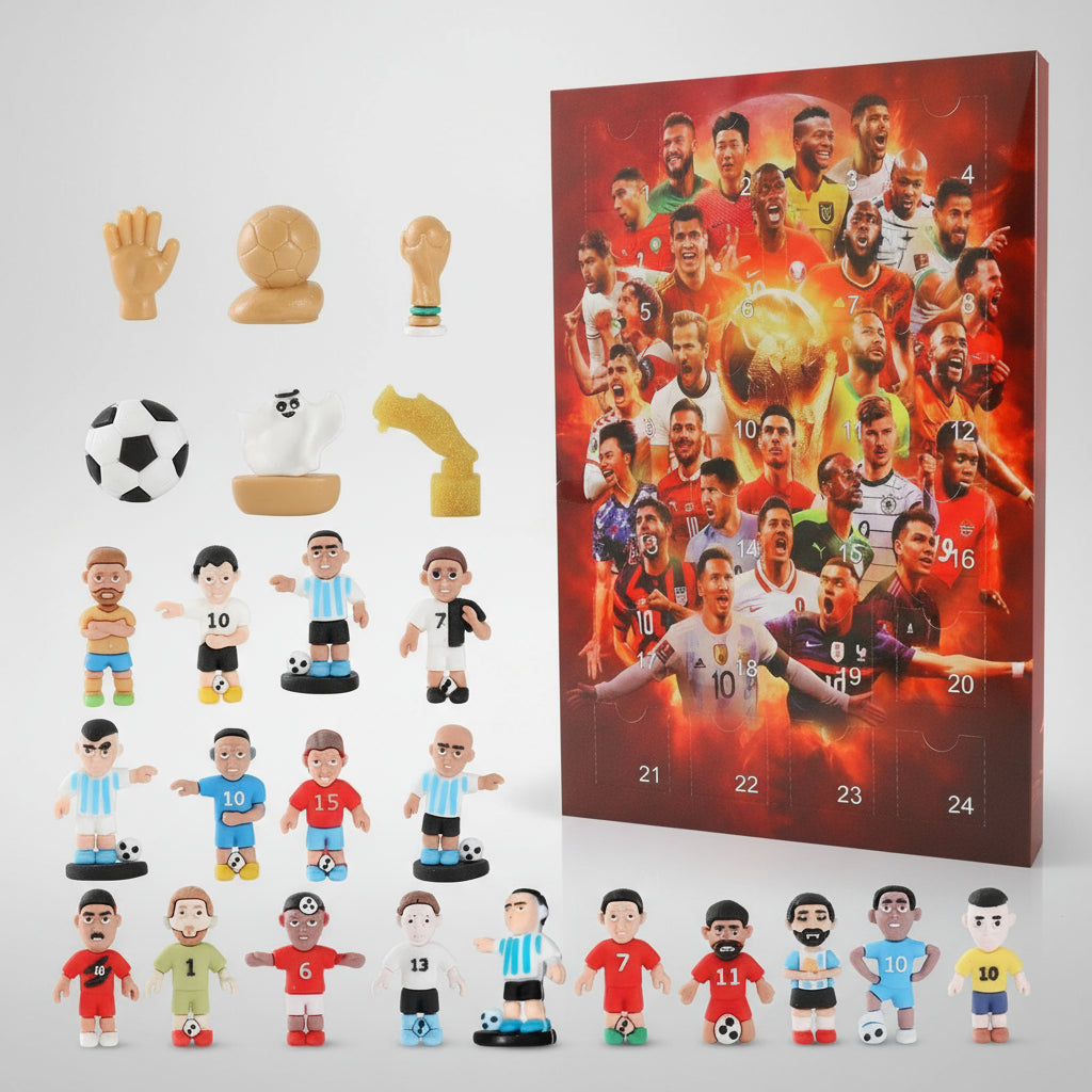 Fussball Adventskalender Champions League 2025 mit 24 coole Fussball Mini-Figuren