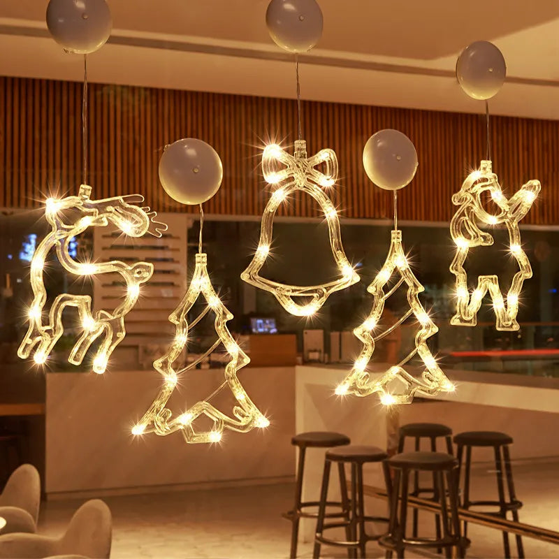 LED Lichterkette mit Rentier-Motiven für festliche Weihnachtsfenster