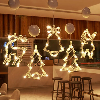 LED Lichterkette mit Rentier-Motiven für festliche Weihnachtsfenster