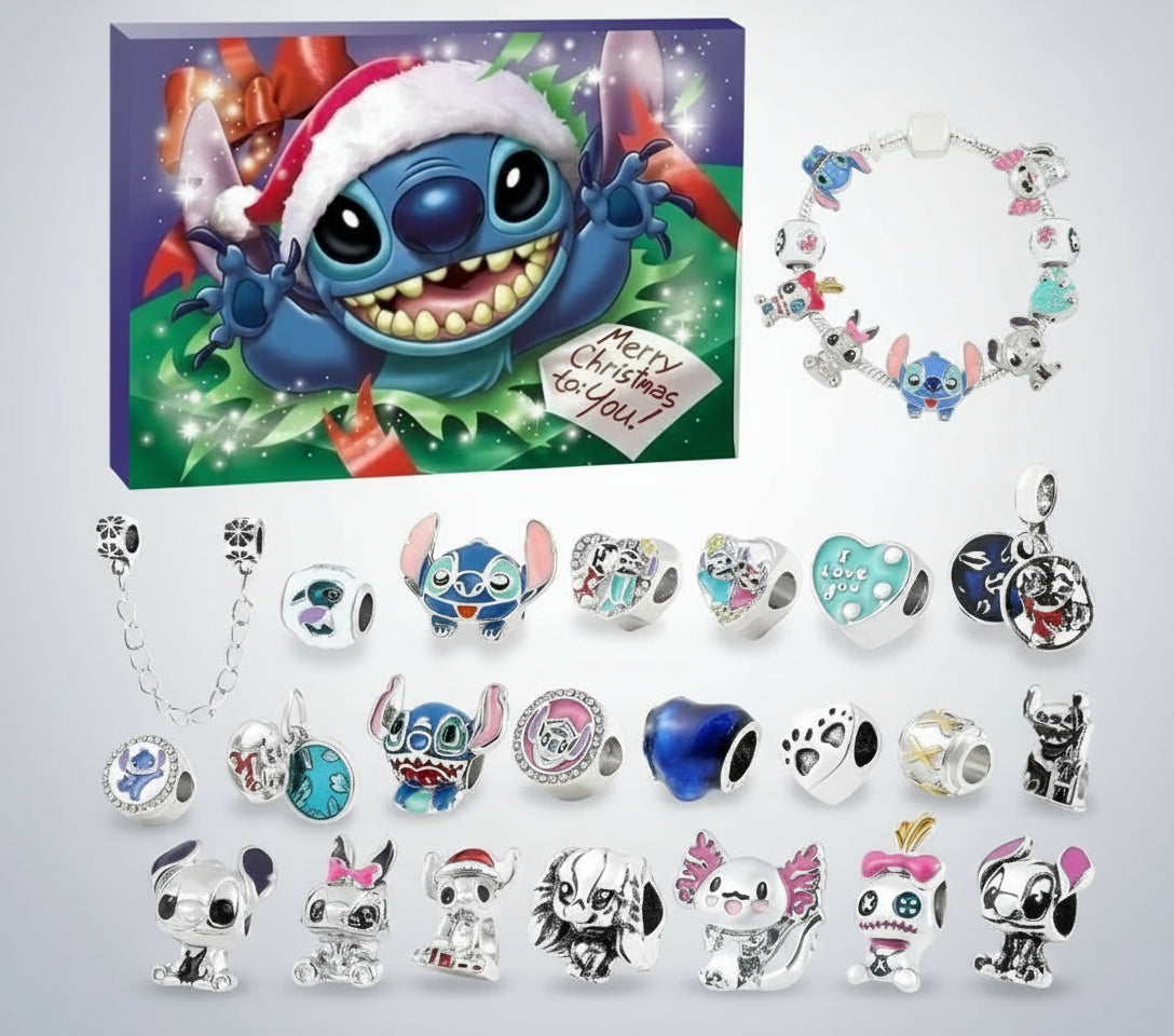 Der Disney Stitch Adventskalender mit 24 Überraschung Armbänder im Pandora Style